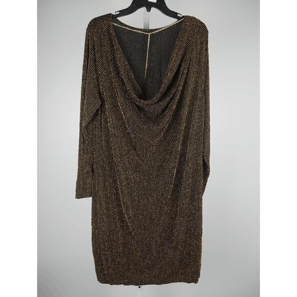 Michael Kors Women's Plus Size Sparkle Long Sleeve Cowl Back Dress Size 0X - Picture 2 of 6